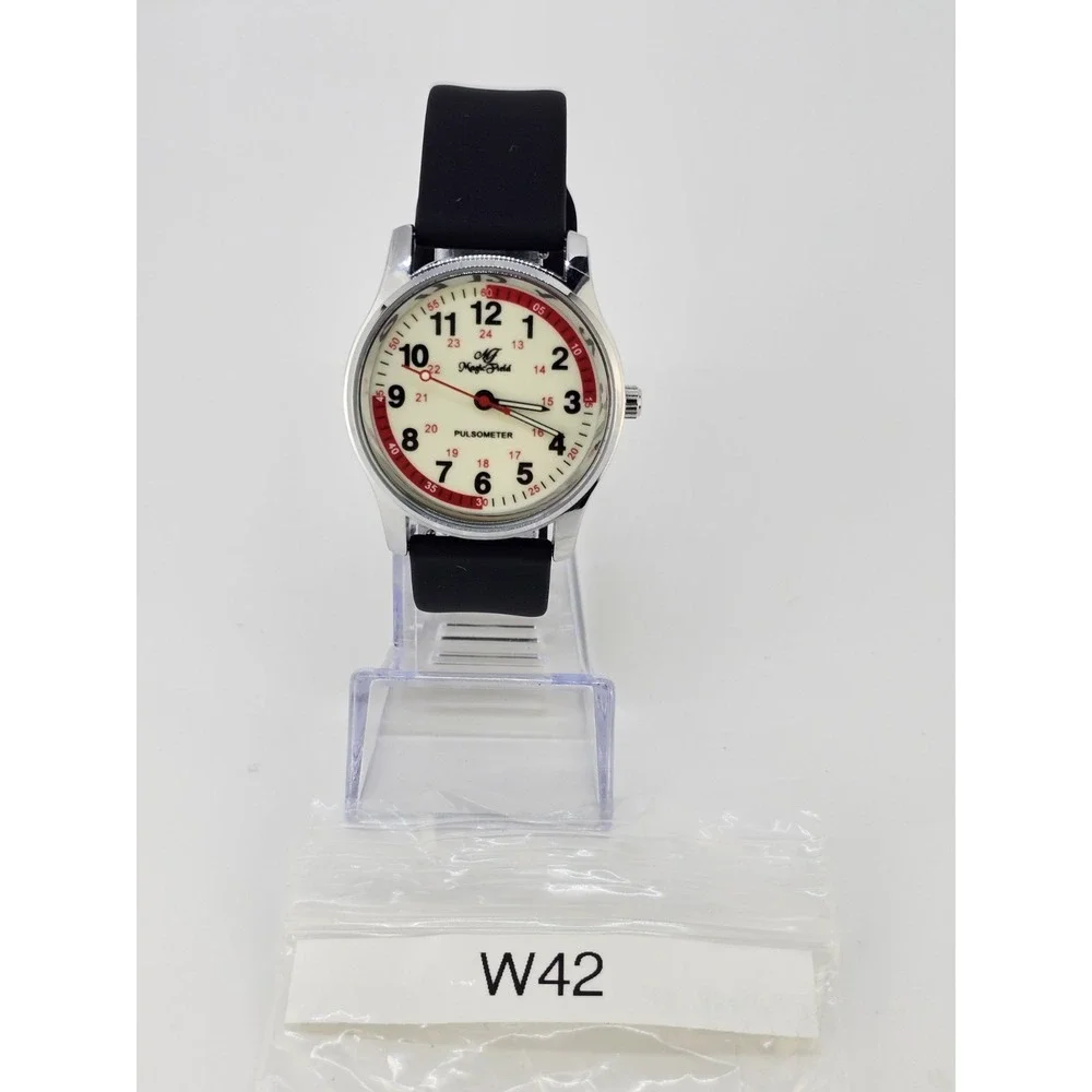 Unisex Field Analog Watch 38MM‎ Cream Dial Black Plastic Bands New Battery
